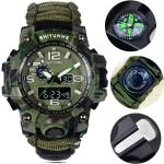 Relojes grises de caucho de pulsera redondos impermeables con calendario completo Cuarzo LED para multi-sport militares para hombre 