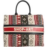 Tote bags blancas de poliester étnicas con logo Shop Art para mujer 