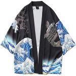 Chaquetas Kimono negras de poliester de verano tallas grandes tres cuartos talla XL para hombre 