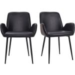 Conjuntos de 2 sillas negras de metal rebajadas con patas vintage acolchadas Miliboo 