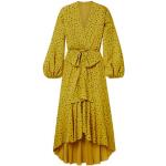 Vestidos amarillos de viscosa de manga larga manga larga con escote asimétrico fruncido talla XS para mujer 