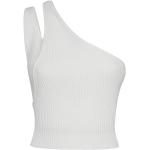 Camisetas blancas de seda un solo hombro sin mangas informales talla L para mujer 