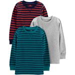 Simple Joys by Carter's 3-Pack Thermal Long Sleeve Shirts Conjunto de Camiseta, Azul Marino Rayas/Gris Mezcla/Verde Azulado, 5 años (Pack de 3) para Niños