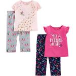 Pijamas de algodón de manga corta infantiles floreados 4 años para niña 
