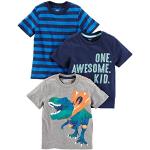 Camisetas azul marino de manga corta infantiles rebajadas con rayas con purpurina 3 años para niño 