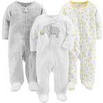 Simple Joys by Carter's 3-Pack Neutral Sleep and Play Infant Toddler-Bodysuits, Blanco Elefante/Gris Claro Mini Rayas/Jirafa, 6-9 Meses (Pack de 3) Unisex bebé