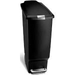 simplehuman CW1361 cubo estrecho con pedal, cubo de basura cocina, cubo basura pedal reciclaje, plástico negro, 40 L