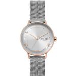 Relojes plateado de acero inoxidable de pulsera impermeables Cuarzo con logo SKAGEN para mujer 