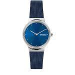 Relojes azules de acero inoxidable de pulsera impermeables Cuarzo SKAGEN Freja para mujer 
