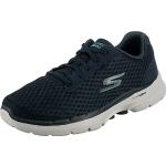 Skechers Go Walk 6 Iconic Vision, Zapatillas Mujer, Navy Textile/Turquoise Trim, 35.5 EU