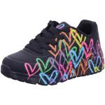 Skechers Kids Girls Uno Lite-Spread The Love Sneaker, Black/Multi, 4, Big Kid