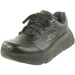 Zapatillas negras de cuero de piel rebajadas informales acolchadas Skechers Max Cushioning talla 38 para mujer 