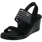 Sandalias negras de tiras con tacón de cuña informales Skechers talla 37,5 para mujer 