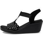 Sandalias negras de tiras con tacón de cuña informales acolchadas Skechers talla 39 para mujer 