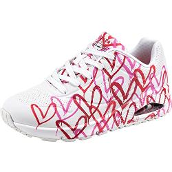 Skechers UNO Spread The Love, Zapatillas Mujer, White W Red and Pink Heart Print Durabuck M, 40 EU