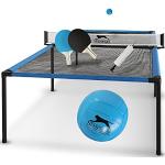 Relaxdays Mesa Ping Pong Plegable, Set con 2 Palas, Red y 3 Pelotas, DM y  Aluminio, 67,5 x 151 x 67,5 cm, Azul y Rojo