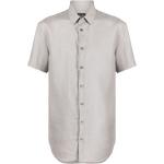 Camisas grises de lino de lino  rebajadas manga corta Armani Giorgio Armani para hombre 
