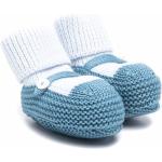 Slippers azules de lana rebajados con botones de punto Little Bear talla 18 para bebé 