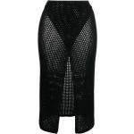 Faldas cruzadas negras de viscosa rebajadas por la rodilla de punto con crochet para mujer 