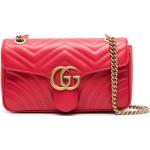 Bolsos rojos de piel de moda plegables con logo Gucci Marmont para mujer 