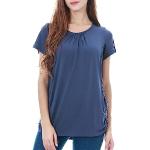 Camisetas deportivas azules de spandex manga corta transpirables talla M para mujer 