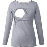 Camisetas premamá grises tallas grandes manga larga informales talla XXL para mujer 