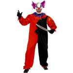 Smiffys-33474L Disfraz del payaso Scary Bo de Cirque Sinister, con traje entero y careta, color rojo, L-Tamaño 42"-44" (Smiffy's 33474L)