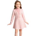 Vestidos diarios infantiles rosas de jersey pata de gallo 7 años para niña 