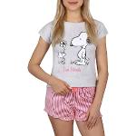 Snoopy Peanuts Pijama de Rayas de Verano de Manga Corta Gris y Rosa para niña 14 años