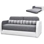Sofá cama 2 plazas de tela y piel sintética VILO - Blanco y gris