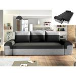 Sofá-cama de 3 plazas GABY de tela - Bicolor negro y gris claro