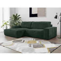 Sofá cama rinconera de terciopelo de canalé verde AMELIA de PASCAL MORABITO - Ángulo izquierdo