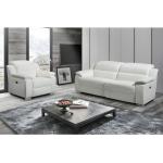 Sofá de 3 plazas y sillón relax eléctrico de piel ARENA III - Marfil