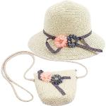 Sombreros infantiles blancos de paja floreados con trenzado 12 meses para niña 