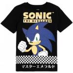 Camisetas negras de algodón de manga corta infantiles Sonic con logo 4 años 