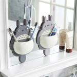 Soporte de montaje en pared para cepillo de dientes, bonito organizador de baño con ventosa Totoro, herramientas familiares, 1 Uds.
