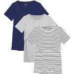 Camisetas azul marino de modal de manga corta rebajadas manga corta informales con rayas talla XL para mujer 