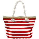 Soul-Cats Shopper - Bolsa de playa con diseño de rayas atemporales, rojo, L