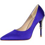 Zapatos azules de satén de tacón con tacón de aguja informales talla 34,5 para mujer 