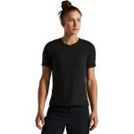Camisetas deportivas negras de algodón rebajadas con cuello redondo informales talla XS de materiales sostenibles para mujer 