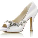 Zapatos blancos de goma de novia de verano Novia de punta abierta formales talla 36 para mujer 
