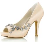 Zapatos dorados de goma de novia de verano Novia de punta abierta formales talla 38 para mujer 