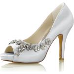 Zapatos plateado de goma de novia de verano Novia de punta abierta formales talla 36 para mujer 