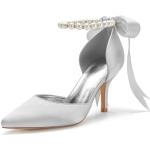 Zapatos plateado de goma de novia con tacón de aguja de punta puntiaguda acolchados talla 43 para mujer 