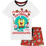 SpongeBob Squarepants Pijama Niño, Pijamas de Manga Corta para Niños, Conjunto Camiseta y Pantalón Corto, Ropa Niño 3-14 Años (Blanco/Rojo, 5-6 años)