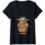 Camisetas negras de encaje con encaje  Star Wars Yoda Baby Yoda con escote V de encaje talla S para mujer 