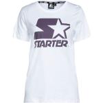 Camisetas blancas de algodón de manga corta manga corta con cuello redondo de punto Starter talla S para mujer 