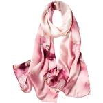 Pañuelos rosas de seda de seda  floreados para mujer 