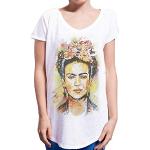 Camisetas blancas de algodón de algodón  Frida Kahlo tallas grandes con escote V talla XL para mujer 