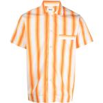 Camisas orgánicas naranja de algodón de manga corta rebajadas manga corta marineras con rayas talla S de materiales sostenibles para mujer 